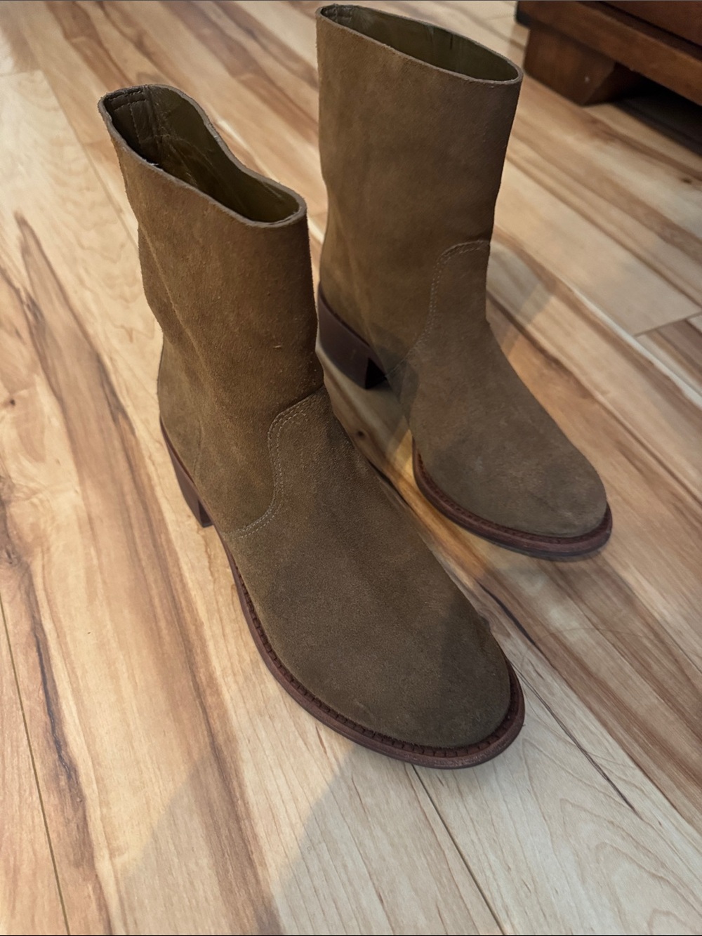 Tory Burch Olive Suede Mid-Calf Ankle Boots